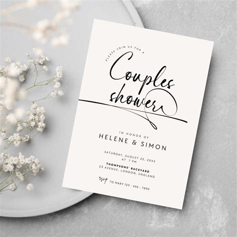 Couples Shower Invitation Template, Minimalist Couple Shower Invite ...