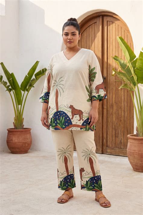 Cream Expedition Botanical Scene Cotton Flex Co-ord Set | Me&My