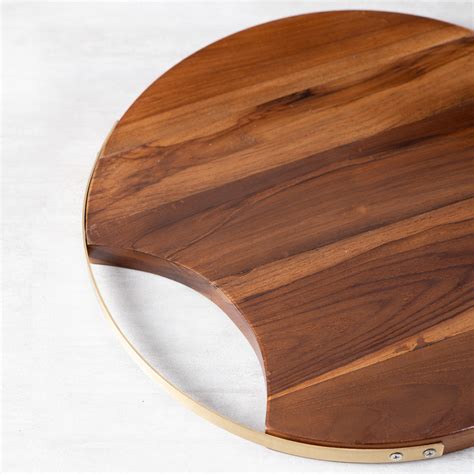 Buy Teak Wood Serving Platter Golden Online at Best Price in India ...