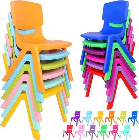 Amazon.com: Purpeak 12 Pcs Plastic School Stack Chair, 10 Inch School ...