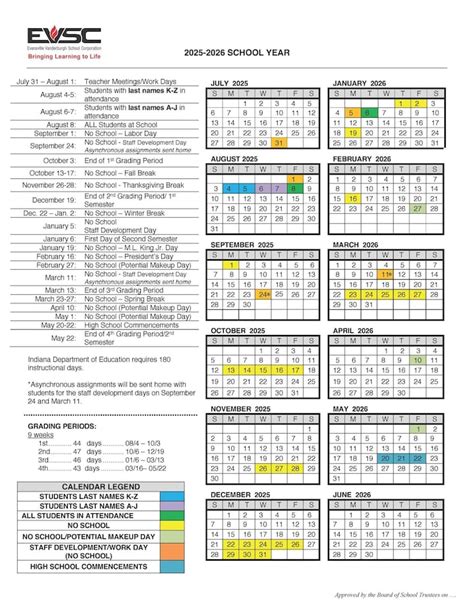 EVSC releases 2025-26 school calendar, key dates you need to know
