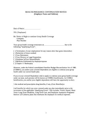COBRA Health Insurance Continuation Notice - Fill Out, Sign & Share ...