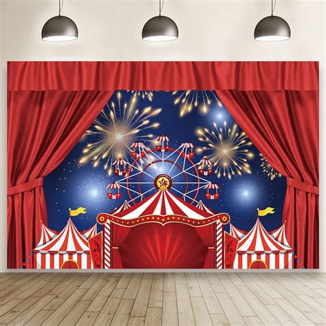 Buy OFILA 5x3ft Circus Theme Birthday Party Backdrop Red Tent Curtain ...