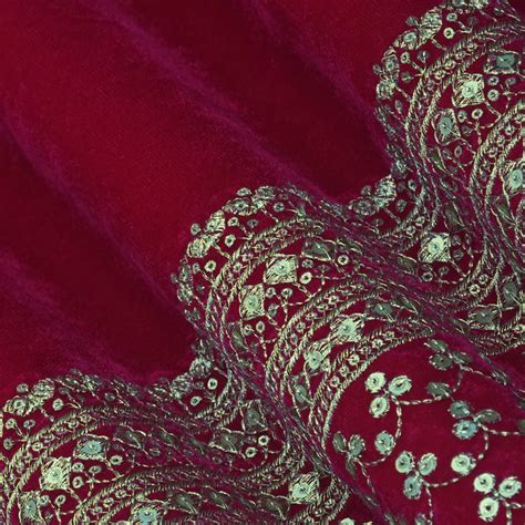 Hot Pink Color Velvet Embroidery Fabric (Cut Pices 1Mtr) – KC Creations