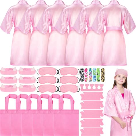 Unittype 42 Pieces Spa CM31 Robes Party Favor for Girls Satin Robes ...
