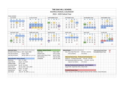 Oak Hills Calendar