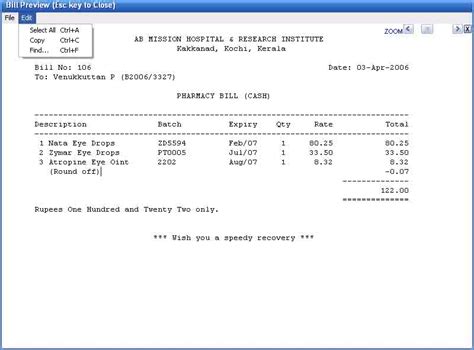 Screen shots Hospital Management Software, Kerala, India