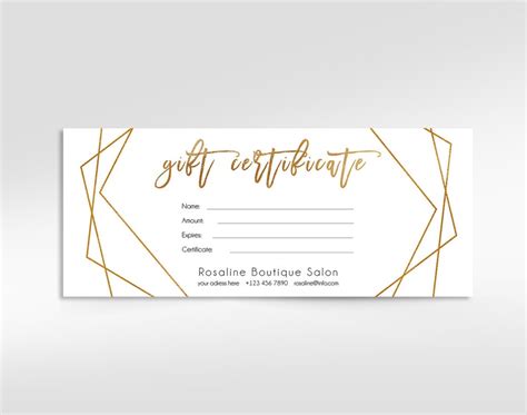 Buy Editable Gift Certificate Template Geometric Gold Gift Card Online ...