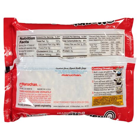 40 nutrition label for ramen noodles