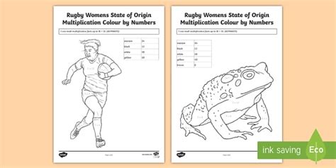 Rugby Women's State of Origin Multiplication Colour by Number