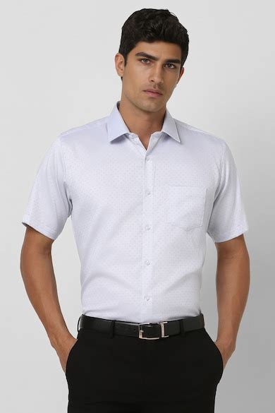 Buy Men Light Blue Regular Fit Dots Half Sleeves Wedding Shirt Online ...