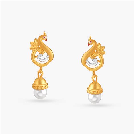 Majestic Peacock Pearl Drop Earrings
