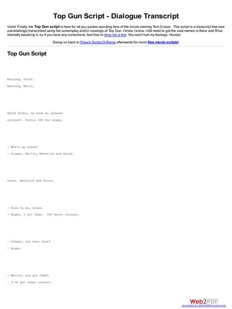 Image result for Top Gun Script