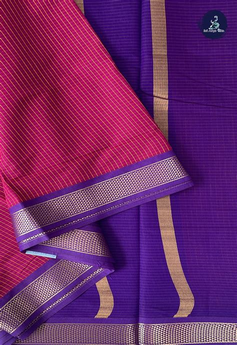 Magenta Madisar Semi Silk Cotton Saree With Checked Pattern - Sri Arya ...