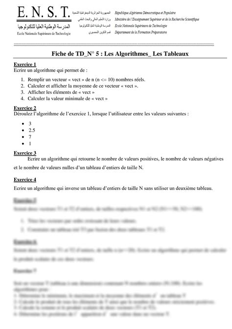 Image result for Algorithme Tableau Exercice Corrige