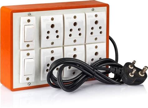Hind Home (6+2) Extension Switch Board with 6 Anchor Sockets(5A) and 2 ...