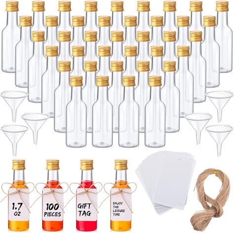 Amazon.com: 100 Pcs Mini Liquor Bottles Set, 1.7oz Plastic Shot Bottles ...