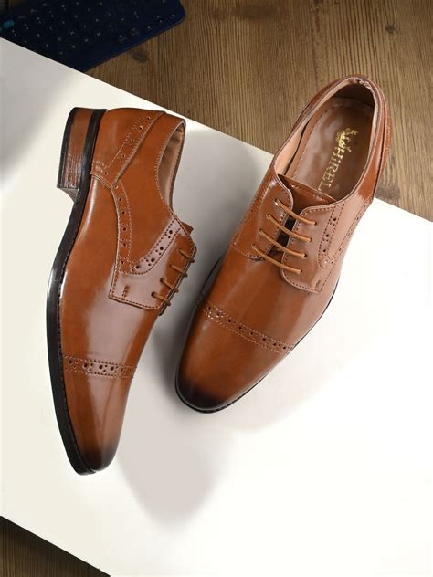 Men's Tan Brogue Round Toe Oxford Shoes – HIREL'S