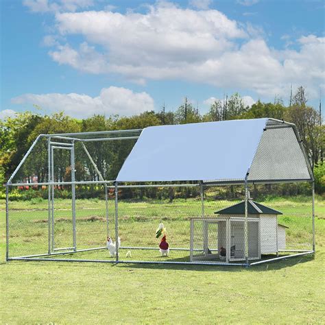 Buy 1.26” Tube Chicken Coop Chicken Run Large Metal Outdoor Chicken Run ...