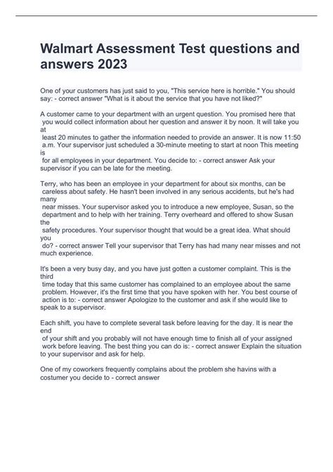 Image result for Walmart Assessment Test Answer Key