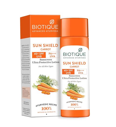 Biotique Bio Carrot Face & Body Sun Lotion | SPF 40 UVA/UVB Sunscreen ...