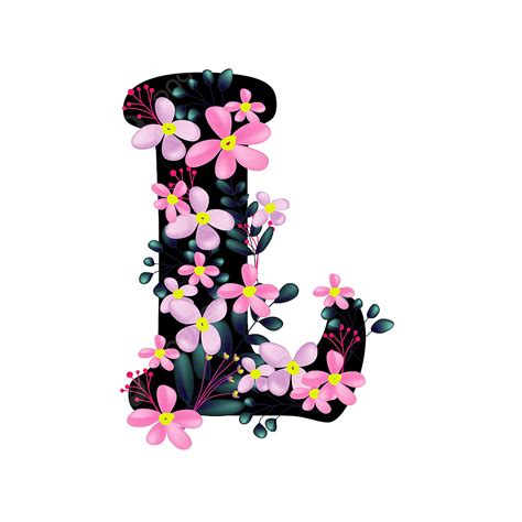 Cute L Floral Font Alphabet, Floral Clipart, Alphabet Clipart, Floral PNG and Vector with ...