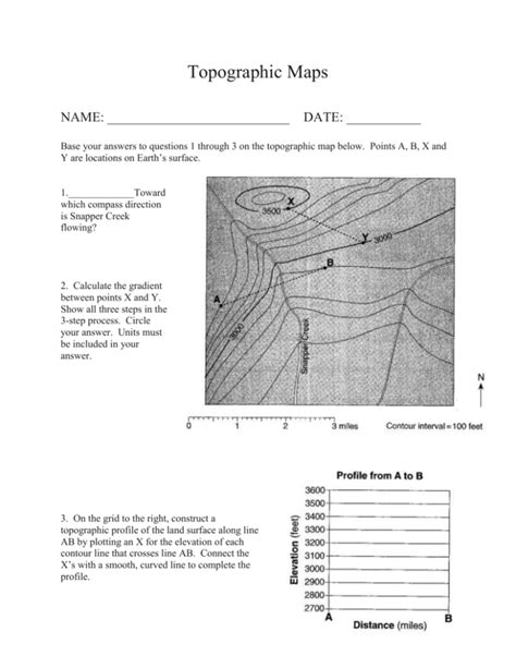 Topographic Map Worksheet 的图像结果