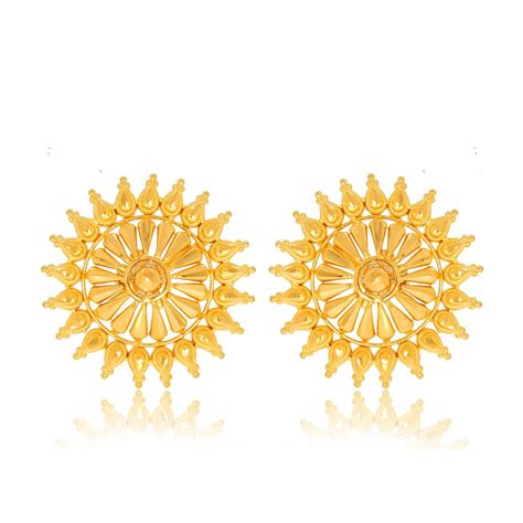 Senco Gold Gold with Diamond Stud Earrings for Women, Yellow : Amazon ...