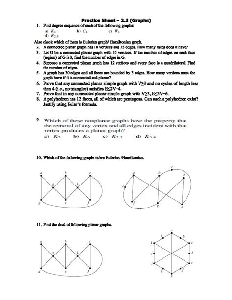 Graphs and Planar Graphs Analysis - Practice Sheet 2.3 (Maths - mnjv ...