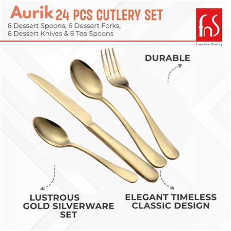 Auric Gold Plated Stainless Steel Cutlery Set 24 Pcs for