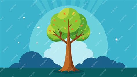 Premium Vector | A tree standing tall and proud radiating an aura of ...