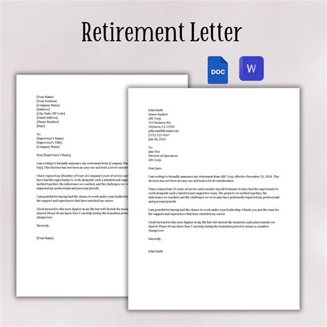 Retirement Letter Template | Letter of Retirement Template | Printable ...