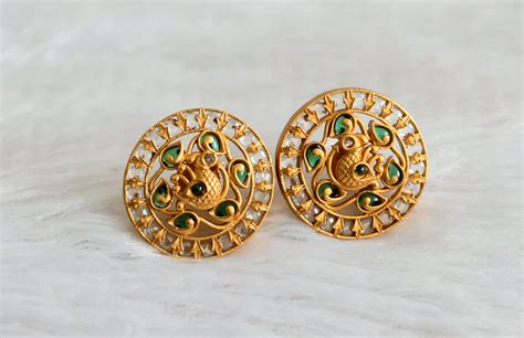 Matte finish green-white swan round big stud/earrings dj-47925 – dreamjwell