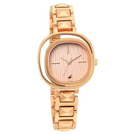 Buy Online Fastrack Opulence Quartz Analog Rose Gold Dial Metal Strap ...