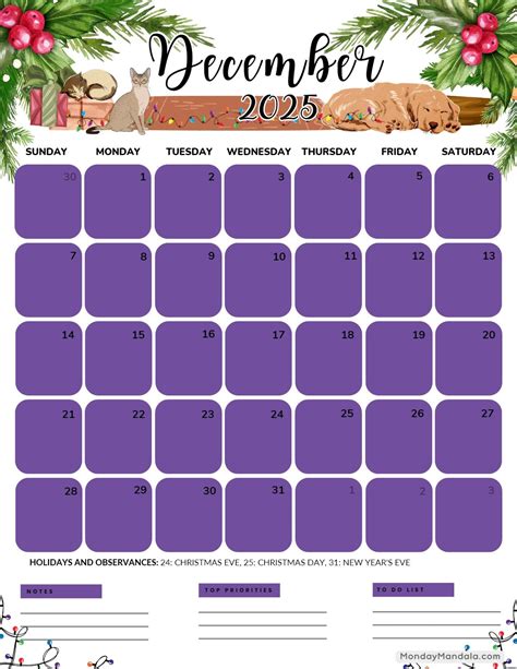 Free 2025 December Calendar Template