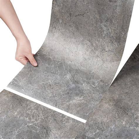 Buy Stickyart 10-Piece Slate Grey Peel and Stick Floor Tile Marble ...