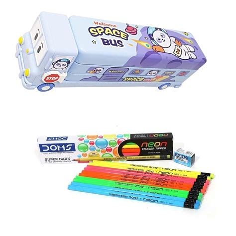 Metal Bus Pencil Box School Bus Pencil Case for Kids Metal Stationery ...