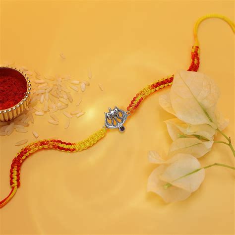 Silver Damru Trishul Rakhi for Brother
