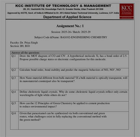 Question 1 Draw the Molecular Orbital (MOT) diagram of CO and CN⁻. A hypo..