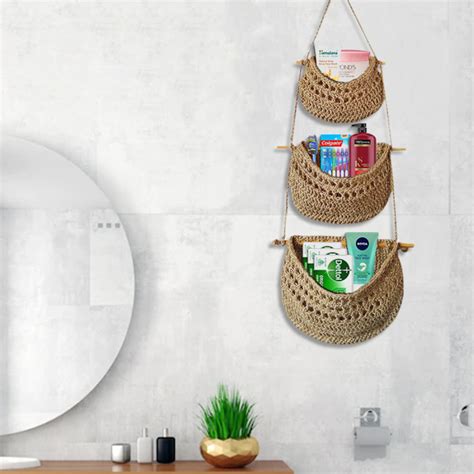 SHIROLI 3-Tier Wall Mount Jute Hanging Basket – Shiroli