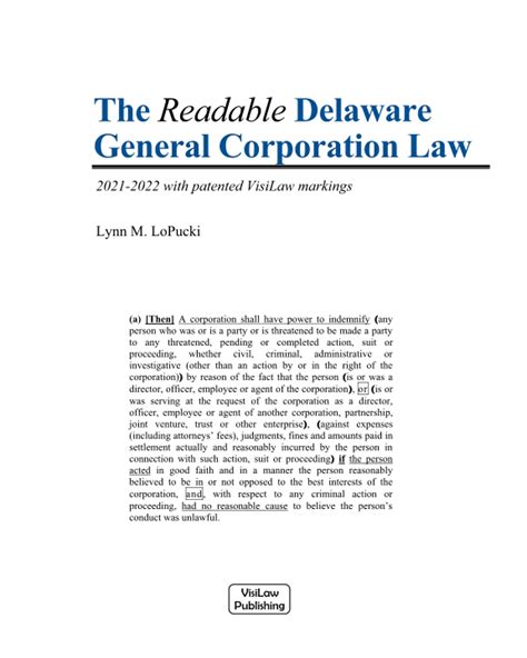 Buy The Readable Delaware General Corporation Law: 2021-2022 with ...
