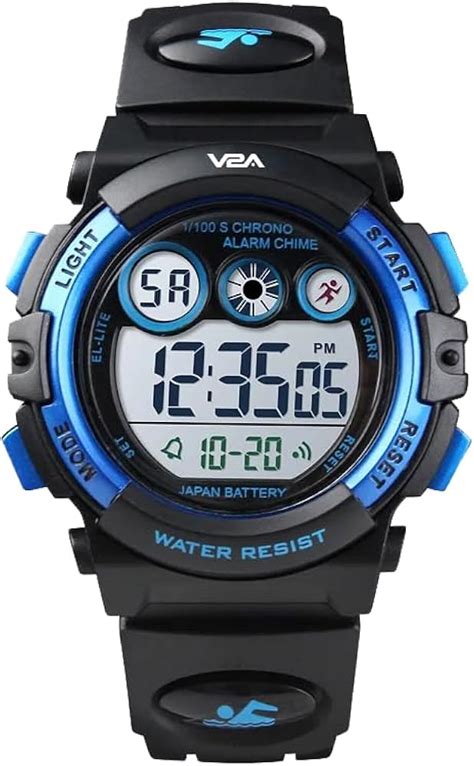 V2A Digital Kids Sports Watch with 7 Color Backlight Alarm Stopwatch ...