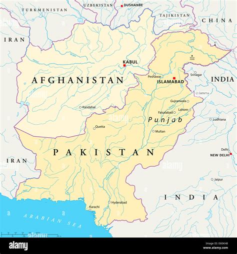 Afghanistan and Pakistan Political Map Stock Photo - Alamy