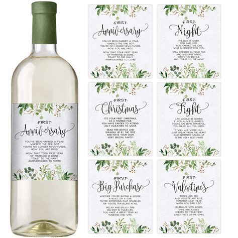 Buy Printed Party Marriage Milestones, Greenery Wedding Firsts, 6 Wine ...