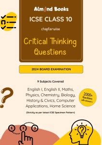 Almond Books ICSE Class 10 Critical Thinking Questions of 9 Subjects ...
