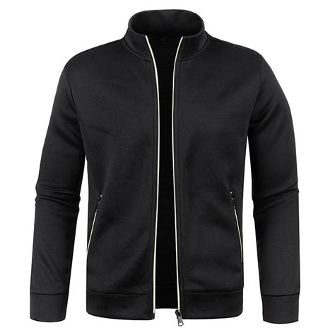 WREESH Mens Hoodless Sweatshirt Full Zip Mock Neck Sweatshirt Solid ...