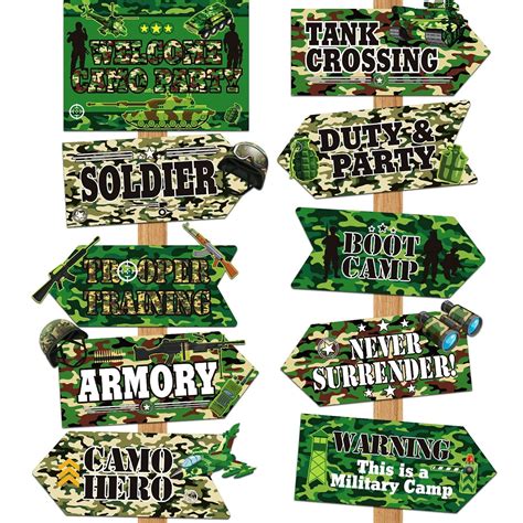 20 Pieces Camo Party Signs Camoflauge Birthday Decorations Camo Signs ...
