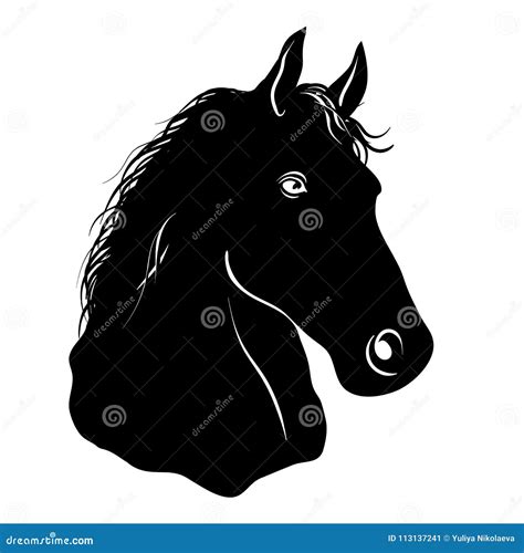 Stylized Horse Head Silhouette with a Beautiful Hairdo. Stock Vector ...
