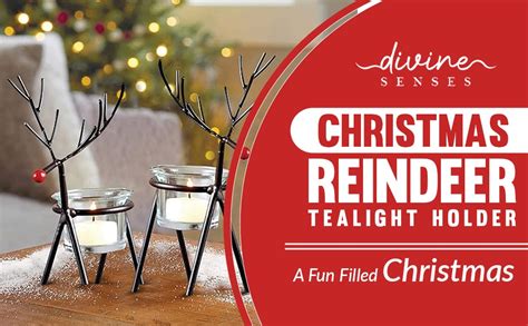 Buy Divine Senses Christmas Reindeer Tealight Candle Holders with Glass ...