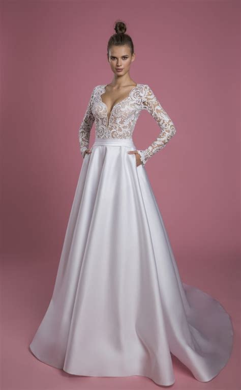 a line wedding dress long sleeve